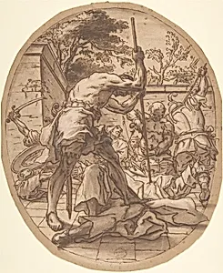 A Massacre by Anonymous, Italian, Roman-Bolognese, 17th century