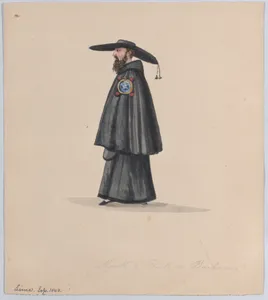 A monk from the order of Barbones, from a group of drawings depicting Peruvian dress