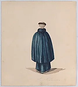 A monk from the order of St Francis viewed from behind, from a group of drawings depicting Peruvian dress by Francisco (Pancho) Fierro
