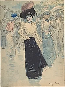 A Parisienne on a Crowded Street