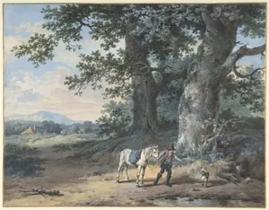 A Peasant Leading his Horse on the Outskirts of a Wood