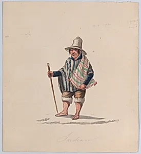 A Peruvian man, from a group of drawings depicting Peruvian dress by Francisco (Pancho) Fierro
