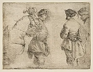 A Pole Leading a Horse by the Bridle and Speaking with Two Other Men by Stefano della Bella