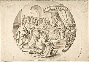 A Pope Recieving a Saint