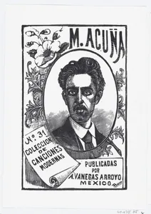 A portrait of Manuel Acuña, illustration for 'Manuel Acuña,' published by Antonio Vanegas Arroyo