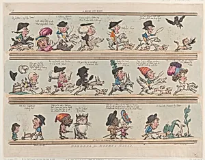 A Pygmy Cat Hunt, Borders for Rooms & Halls, Plate 9 by Thomas Rowlandson|Rudolph Ackermann, London|George Murgatroyd Woodward