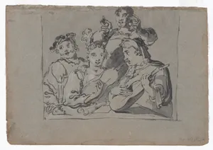 A Quartet of Singers, Lute players, and Bell Ringers Playing in a Tavern by Candlelight