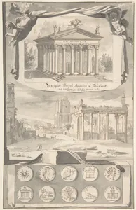 A Reconstruction of the Temple of Antonious and Faustina (above) and a View of the Ruins (below)