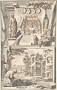 A Reconstruction of the Thermae of Diocletian (above) and a View of the Ruins (below) by Jan Goeree