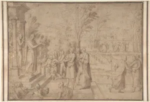 A Saint Addressing Figures from the Steps of a Temple
