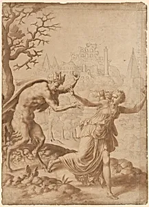 A Satyr Pursuing a Nymph