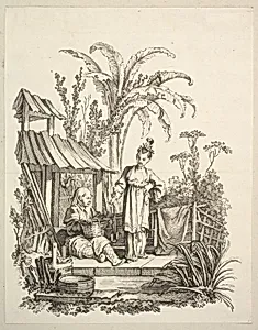 A Seated Chinese Man and a Woman Carrying a Fish by Gabriel Huquier|François Boucher