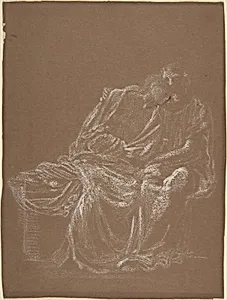 A Seated Couple, Embracing