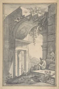A Shepherd under a Ruined Arch with the Farnese Hercules