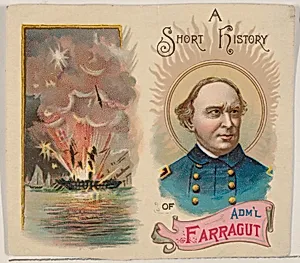 A Short History of Admiral Farragut, one-sheet of cover and verso from the Histories of Generals series of booklets (N78) for Duke brand cigarettes by W. Duke, Sons & Co.|Knapp & Company