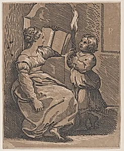 A Sibyl Reading a book facing right