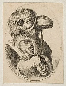 A slave holds a camel by the bridle, from 'Several heads in the Persian style' (Plusieurs têtes coiffées à la persienne) by Stefano della Bella|Israël Henriet