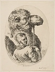 A slave holds a camel by the bridle, from "Several heads in the Persian style" (Plusieurs têtes coiffées à la persienne) by Stefano della Bella|Israël Henriet