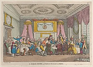 A Table D'Hote or French Ordinary in Paris by Thomas Tegg|Thomas Rowlandson