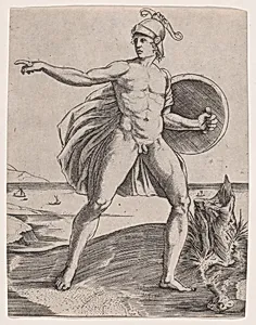 A Warrior by Agostino Veneziano (Agostino dei Musi)|Raphael (Raffaello Sanzio or Santi)
