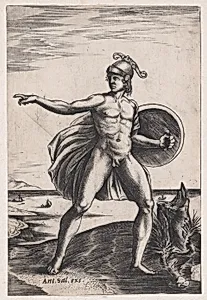 A Warrior by Agostino Veneziano (Agostino dei Musi)|Raphael (Raffaello Sanzio or Santi)