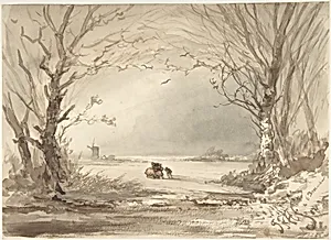 A Winter Landscape by Johannes Franciscus Hoppenbrouwers