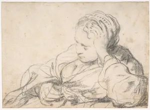 A Woman Asleep (recto); Landscape Composition with Well-Sweep (verso)