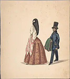A Woman, Followed by Her Servant