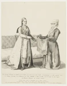 A Woman of European Descent at Galata Being Handed Her Veil by Her Servant Prior to Going Out
