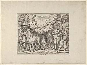 A Woman Showing Bulls to a Man