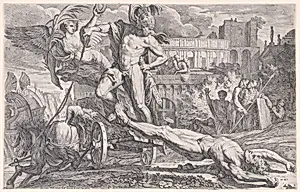 Achilles dragging the body of Hector around the walls of Troy by Pietro Testa|Arnold van Westerhout