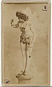 [Actress dressed as cupid perched on prop column], from the Actors and Actresses series (N145-8) issued by Duke Sons & Co. to promote Duke Cigarettes by American Tobacco Company|W. Duke, Sons & Co.