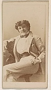 Actress dressed in pinstripe suit, from the Actresses series (N245) issued by Kinney Brothers to promote Sweet Caporal Cigarettes by Kinney Brothers Tobacco Company