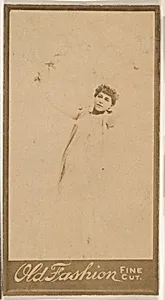 Actress holding arm aloft, from the Actresses series (N664) promoting Old Fashion Fine Cut Tobacco