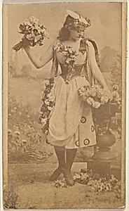 Actress holding bouquet of flowers, from the Actresses series (N668) by Unknown Artist