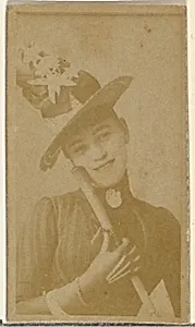 [Actress holding cane or staff to cheek], from the Actors and Actresses series (N145-8) issued by Duke Sons & Co. to promote Duke Cigarettes by American Tobacco Company|W. Duke, Sons & Co.