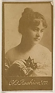 Actress holding rose, from the Actresses series (N664) promoting Old Fashion Fine Cut Tobacco