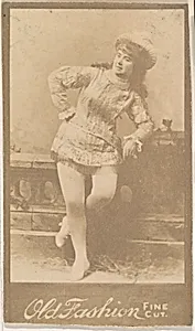 Actress leaning on ballustrade, from the Actresses series (N664) promoting Old Fashion Fine Cut Tobacco
