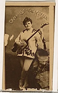 Actress playing stringed instrument, from the Actors and Actresses series (N145-1) issued by Duke Sons & Co. to promote Cross Cut Cigarettes by W. Duke, Sons & Co.