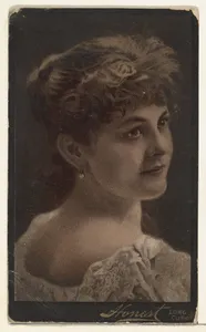 Actress posing in lace-collared bodice, from Stars of the Stage, Third Series (N131) issued by Duke Sons & Co. to promote Honest Long Cut Tobacco