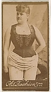 Actress standing with hand on hip, from the Actresses series (N664) promoting Old Fashion Fine Cut Tobacco