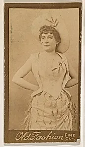 Actress standing with hands on hips, from the Actresses series (N664) promoting Old Fashion Fine Cut Tobacco