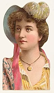Actress wearing brimmed hat with white feather, from Stars of the Stage, Fourth Series (N132) issued by Duke Sons & Co. to promote Honest Long Cut Tobacco by American Tobacco Company|W. Duke, Sons & Co.