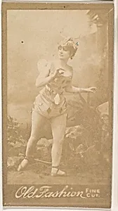 Actress wearing diamond-patterned costume, from the Actresses series (N664) promoting Old Fashion Fine Cut Tobacco
