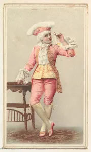 Actress wearing elaborate pink costume, from Stars of the Stage, Second Series (N130) issued by Duke Sons & Co. to promote Honest Long Cut Tobacco