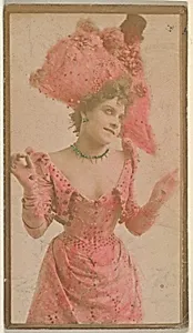 Actress wearing elaborate plumed hat, from the Actresses series (N668) by Unknown Artist