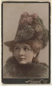 Actress wearing feathered hat, from Stars of the Stage, Third Series (N131) issued by Duke Sons & Co. to promote Honest Long Cut Tobacco