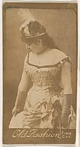 Actress wearing feathered hat, from the Actresses series (N664) promoting Old Fashion Fine Cut Tobacco