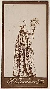 Actress wearing floral-print dress, from the Actresses series (N664) promoting Old Fashion Fine Cut Tobacco