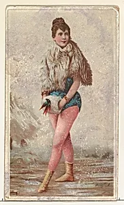 Actress wearing fur coat and muff, from Stars of the Stage, Second Series (N130) issued by Duke Sons & Co. to promote Honest Long Cut Tobacco by Hyneman & Schmidt, New York|American Tobacco Company|W. Duke, Sons & Co.
